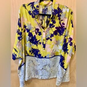 Bl^nk London Floral Marbled Hem Tunic Blouse